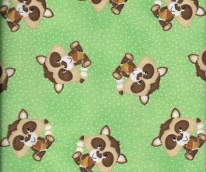 New A.E. Nathan Raccoon Soft Comfy Prints in Green Flannel Fabric bt Half Yard, an item from the 'Fabric for Your Every Crafting Need' hand-picked list