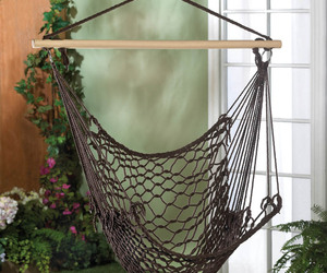 Cotton Net Hammock Swing Chair in Espresso Brown For Garden, Patio, Porch , an item from the 'Summer Outdoor Furniture' hand-picked list