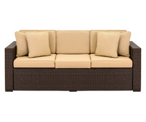 Outdoor Wicker Sofa Couch Patio Furniture w/ Steel Frame and Removable Cushions , an item from the 'Summer Outdoor Furniture' hand-picked list