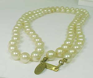 MIRIAM HASKELL Designer Signed Vintage 30 inches FAUX PEARL STRAND NECKLACE, an item from the 'It's a Formal Affair' hand-picked list