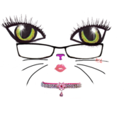 Catprofileglasses and lips with crystal flower necklace thumb175